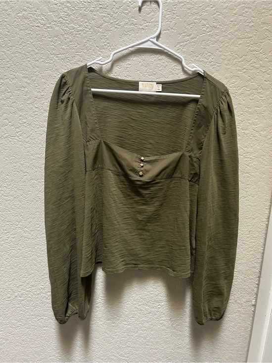 Nation LTD Tops - Nation LTD Pascale Square Neck Long Sleeve Top Olive Green